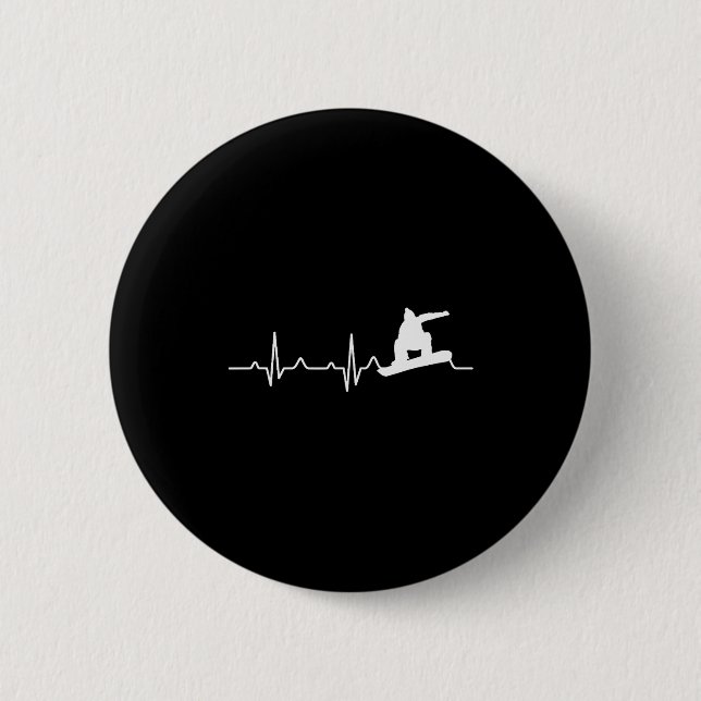 Snowboard-Shirt Herzschlag Snowboarder-Geschenk  Button (Vorderseite)
