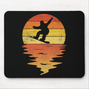 Snowboard-Shirt Retro-Sonnenuntergang 70er Jahre V Mousepad