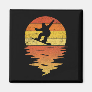 Snowboard-Shirt Retro-Sonnenuntergang 70er Vintage Magnet