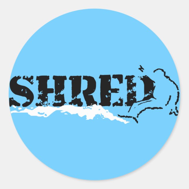 Snowboard. Shred. Runder Aufkleber (Vorderseite)