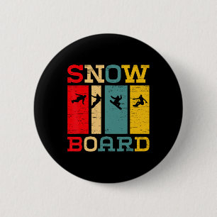 Snowboard-Silhouette Grafik im Vintage-Stil Button