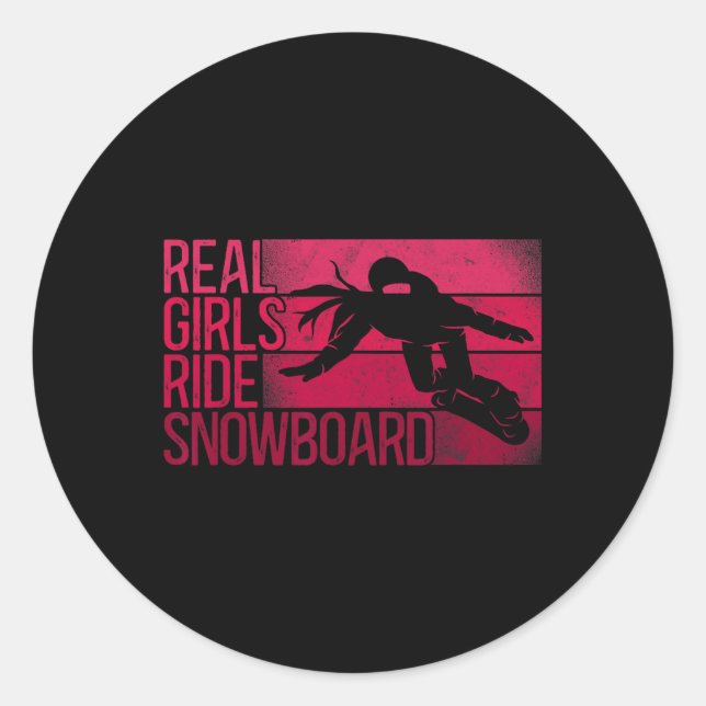 Snowboard Snowboard Girl Ride Runder Aufkleber (Vorderseite)