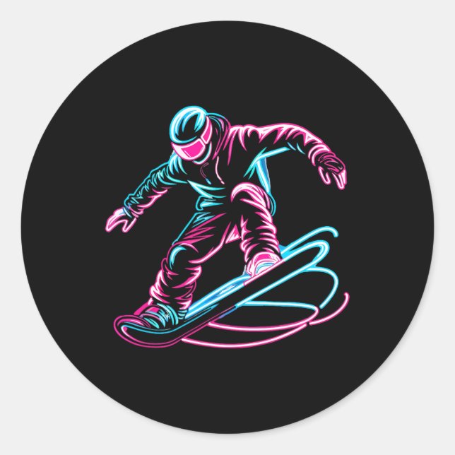 Snowboard Snowboard Snowboarder 3 Runder Aufkleber (Vorderseite)