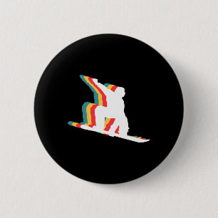 Snowboard Snowboard Snowboarder Retro Button