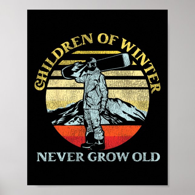 Snowboard-Snowboard Vintag Retro-Kinder von W Poster (Vorne)