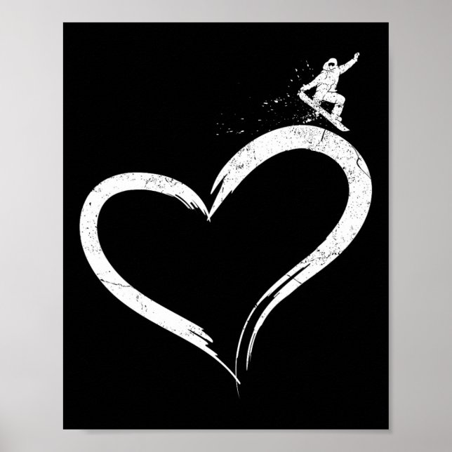 Snowboard Snowboard Vintages Herz Poster (Vorne)