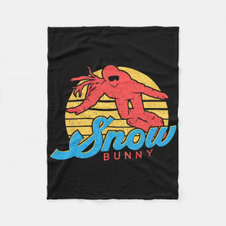 Snowboard Snowboarden Vintag Retro Bunny Girl Fleecedecke