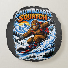 Snowboard Squatch – Funny Bigfoot Snowboarding  Rundes Kissen