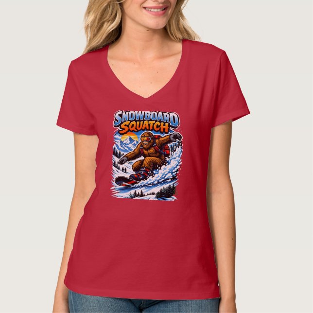 Snowboard Squatch – Funny Bigfoot Snowboarding  T-Shirt (Vorderseite)