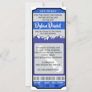 SNOWBOARD TICKET Bar Bat Mitzvah Einladung