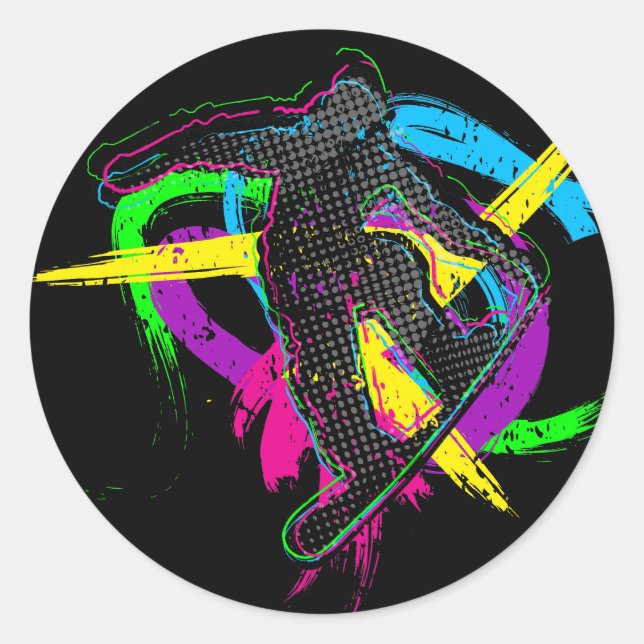 Snowboard-Trick Runder Aufkleber (Vorderseite)