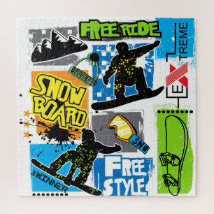 Snowboard Typografie: Hintergrund des extremen Kin Puzzle