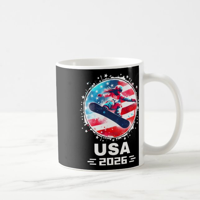 Snowboard US Team USA Flag 2026 Frauen Snowboardin Kaffeetasse (Rechts)