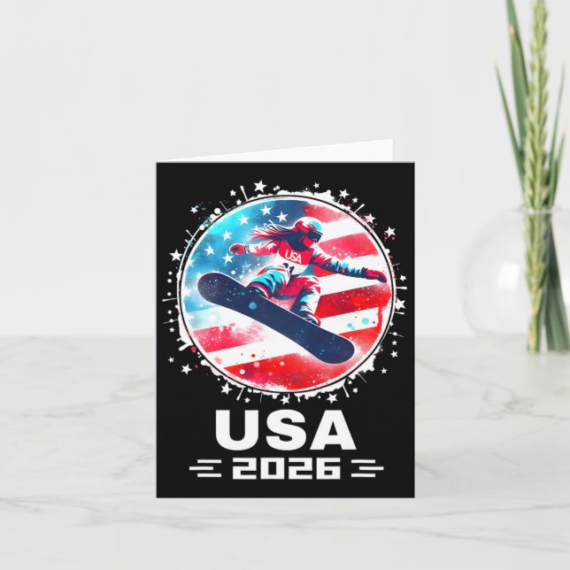 Snowboard US Team USA Flag 2026 Frauen Snowboardin Karte (Vorderseite)