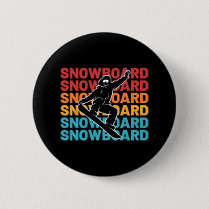 Snowboard Vintage Wintersport Alpin Skifahren Schn Button