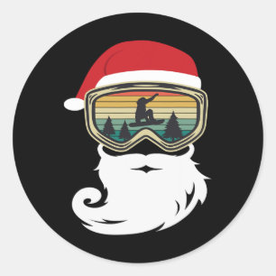 Snowboard Weihnachten als Weihnachtsmann Snowboard Runder Aufkleber