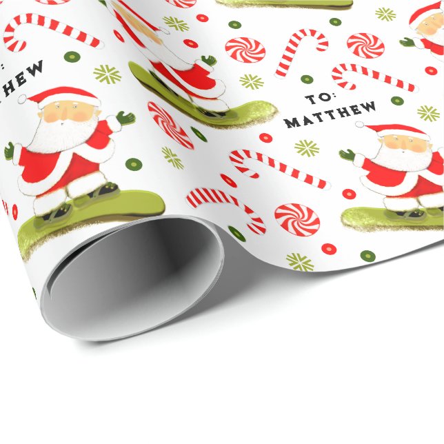 Snowboard Weihnachtsgeschenk Wrapping Paper Geschenkpapier (Rolleneckpunkt)