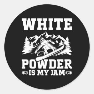 Snowboard White Powder Schnee Winter Snowboarden Runder Aufkleber