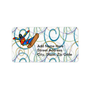 Snowboarden Adressaufkleber