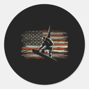 Snowboarden Amerikanische Flagge Für Snowboarder S Runder Aufkleber