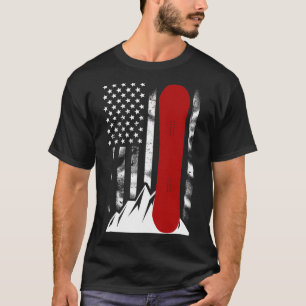 Snowboarden Amerikanische Flagge Skifahren Snowboa T-Shirt