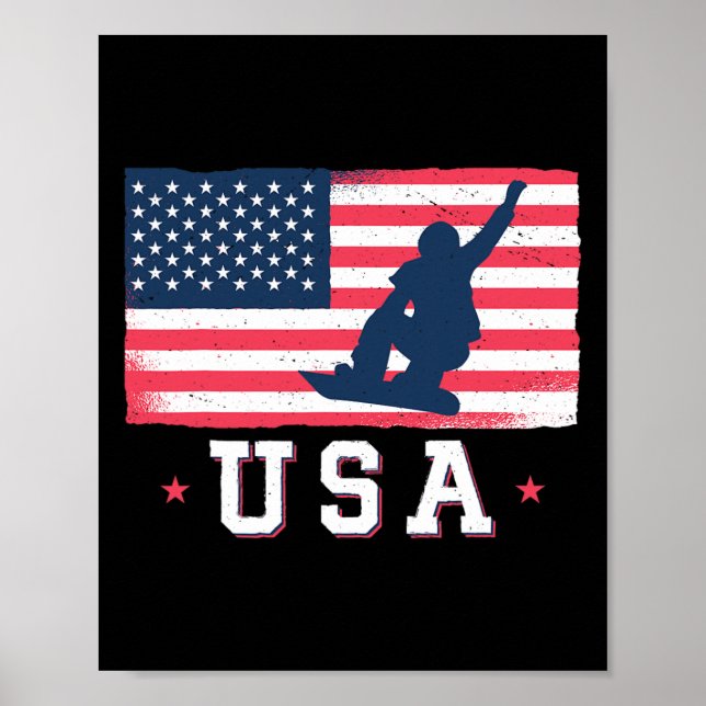 Snowboarden Amerikanischer Flagge Snowboard Frauen Poster (Vorne)