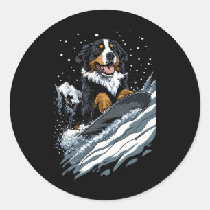 Snowboarden - Berner Hund auf dem Sn Runder Aufkleber