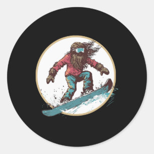 Snowboarden Bigfoot Shred Snow Squatch Runder Aufkleber