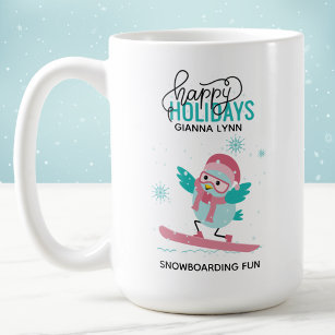 Snowboarden Bluebird Wintersport Personalisiert Kaffeetasse