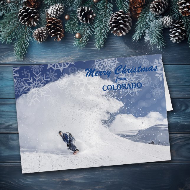 Snowboarden Colorado Snowflakes Weihnachtskarte (Von Creator hochgeladen)