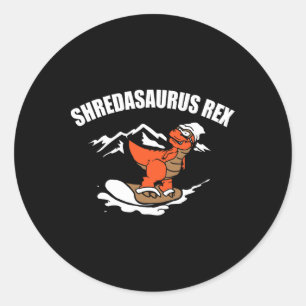 Snowboarden Dinosaurier Funny Snowboard Kindergesc Runder Aufkleber