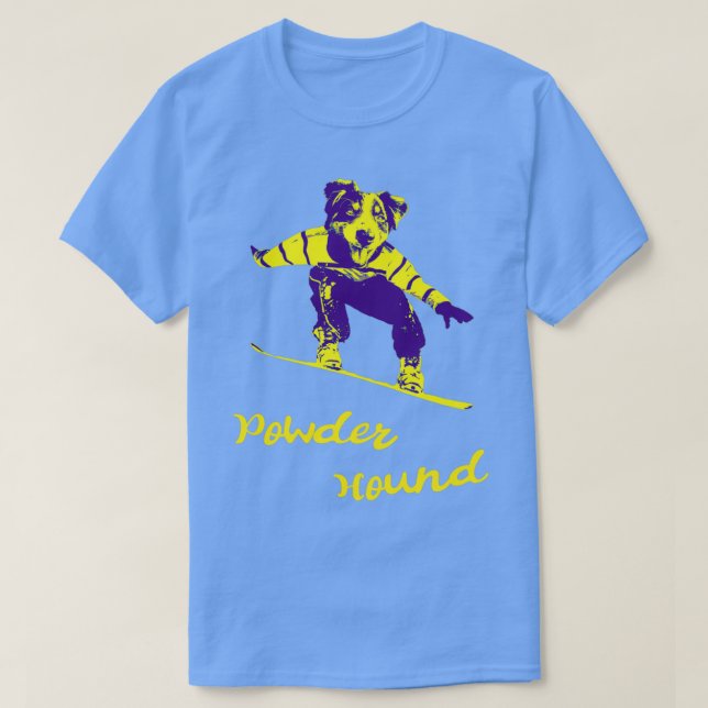 Snowboarden Dog Powder Hound Ski T-Shirt (Design vorne)