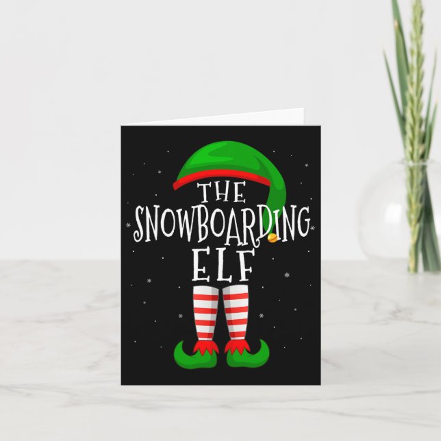 Snowboarden Elf Funny Matching Family Group X Karte (Vorderseite)