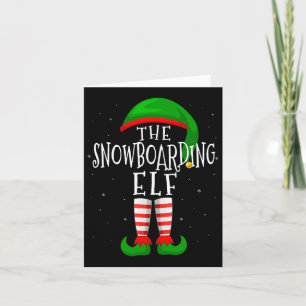 Snowboarden Elf Funny Matching Family Group X Karte
