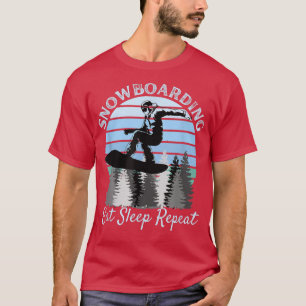 Snowboarden Essen Schlafen Wiederholen Cool Vintag T-Shirt