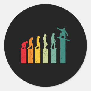 Snowboarden Evolution Berge Skipiste Snowboarden Runder Aufkleber