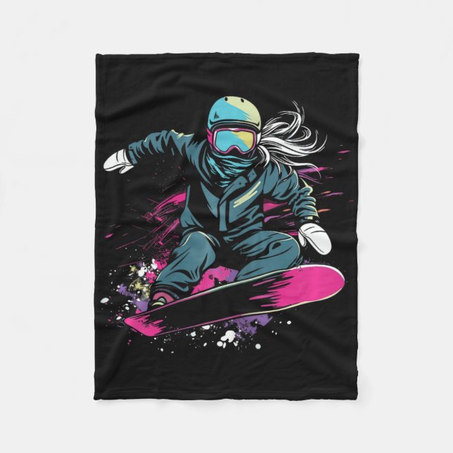 Snowboarden Girl Graphic Fleecedecke (Vorderseite)