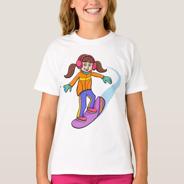 Snowboarden Girl Snow Fun T - Shirt (Vorderseite)