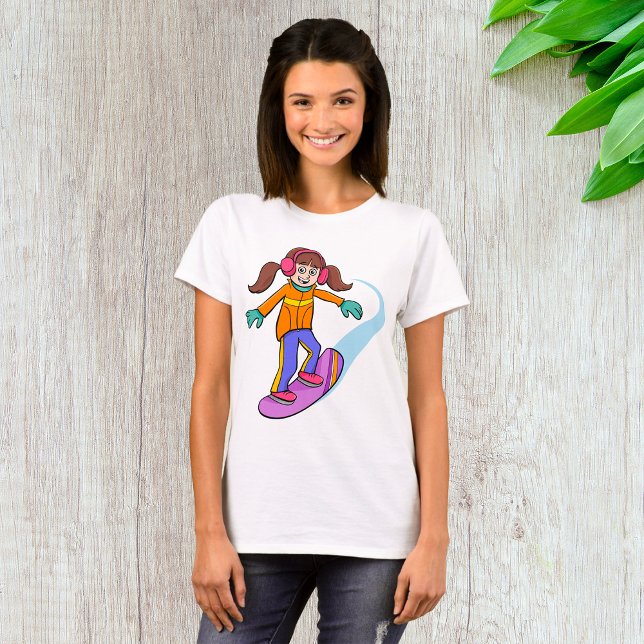 Snowboarden Girl Snow Fun T - Shirt (Von Creator hochgeladen)