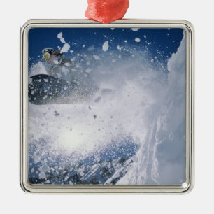 Snowboarden im Snowbird Resort, Wasatch Silbernes Ornament