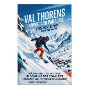 Snowboarden in Val Thorens Poster