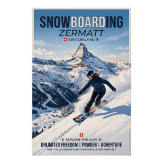 Snowboarden in Zermatt Poster