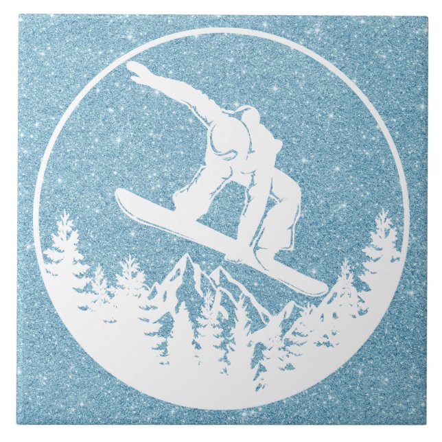 Snowboarden Keramik Tile Fliese (Vorderseite)