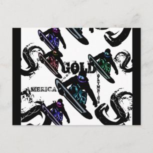 SNOWBOARDEN POSTKARTE