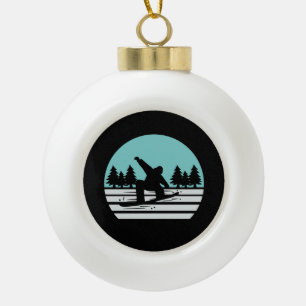 Snowboarden Retro Vintage Keramik Kugel-Ornament
