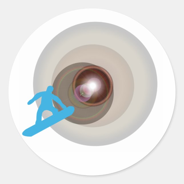 Snowboarden Runder Aufkleber (Vorderseite)