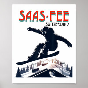 Snowboarden Saas-Fee Schweiz Poster