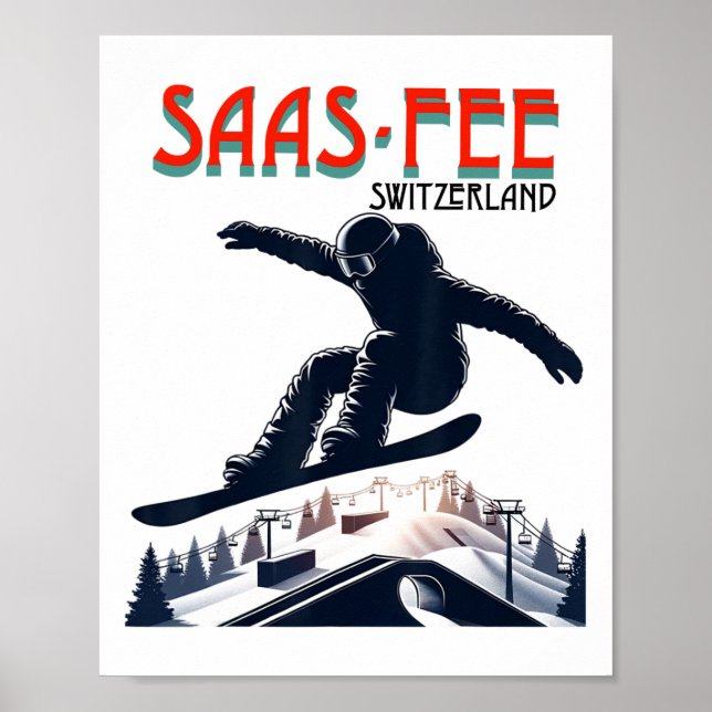 Snowboarden Saas-Fee Schweiz Poster (Vorne)