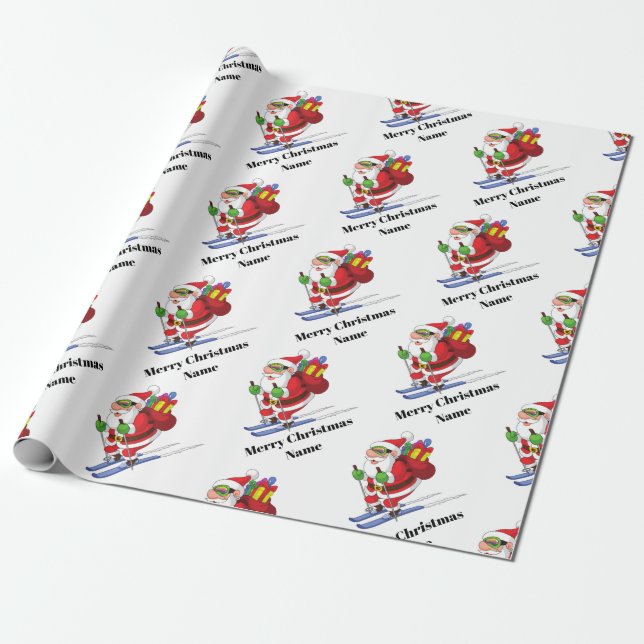 Snowboarden Santa Claus Muster Personalisierten We Geschenkpapier (Ungerollt)
