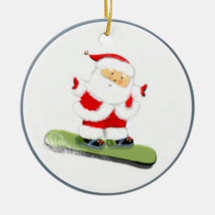 Snowboarden Santa Keramikornament